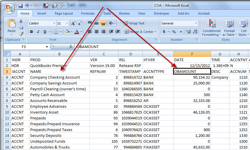 chart of accounts excel template